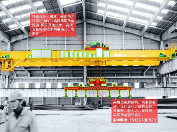 陜西漢中單梁行吊廠家銷售70噸QDY冶金吊鉤橋式起